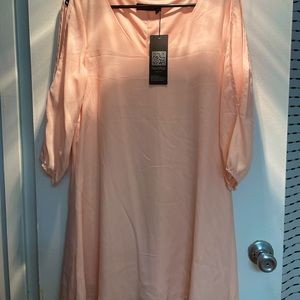 Pink long sleeve chiffon dress
